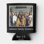 おもしろいファミリー懇親会フォトパーソナライズされた白黒 缶クーラー (正面)