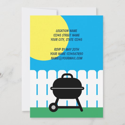 おもしろいファミリー懇親会BBQパーティの招待状テンプレート 招待状 (裏面)
