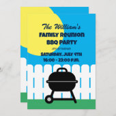 おもしろいファミリー懇親会BBQパーティの招待状テンプレート 招待状 (正面/裏面)