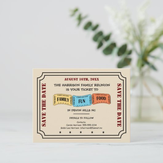 おもしろいファミリ懇親会チケットの保存 案内ポストカード (スタンド正面)