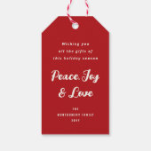 おもしろいファララはっきりしたスクリプトオンレッドモダンホリデー ギフトタグ (裏面)