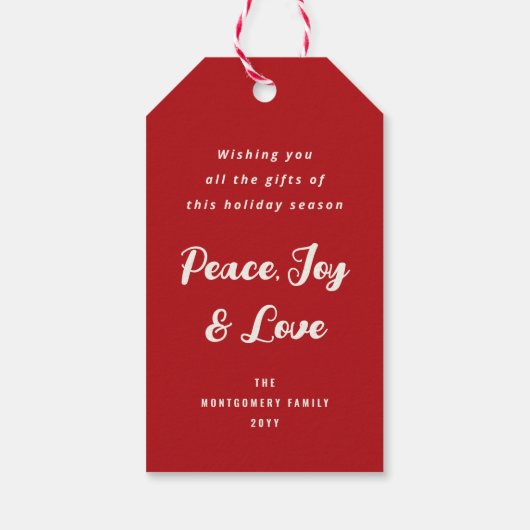 おもしろいファララはっきりしたスクリプトオンレッドモダンホリデー ギフトタグ (裏面)