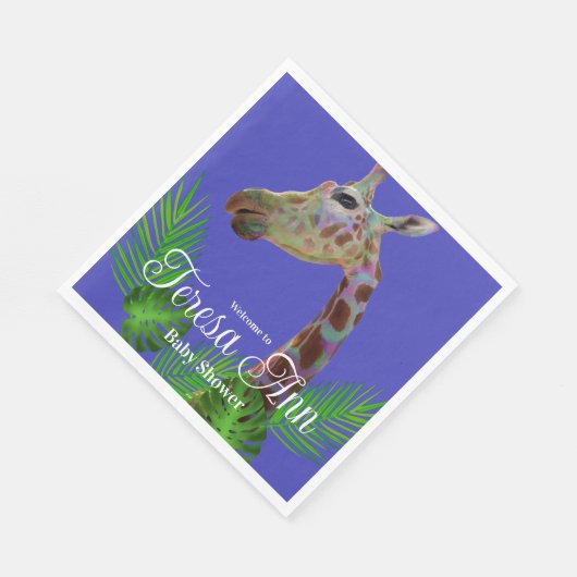 おもしろいファンキーカラフルキリン赤ちゃんシャワー紙Pla スタンダードランチョンナプキン (角)