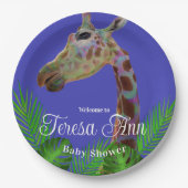 おもしろいファンキーカラフルキリン ペーパープレート (正面)