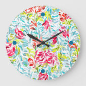 おもしろいファンキーサマーカラー絵を描（ばちゃばちゃ）跳ねるアート ラージ壁時計 (正面)
