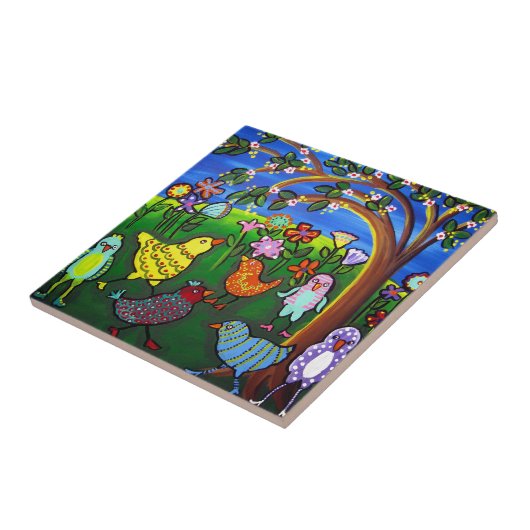 おもしろいファンキーバカラフルーズお洒落フォークアートタイル タイル (側面)