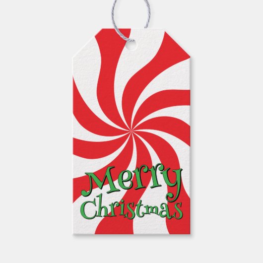 おもしろいファンキーレトロペパーミントキャンディスワール ギフトタグ (正面)