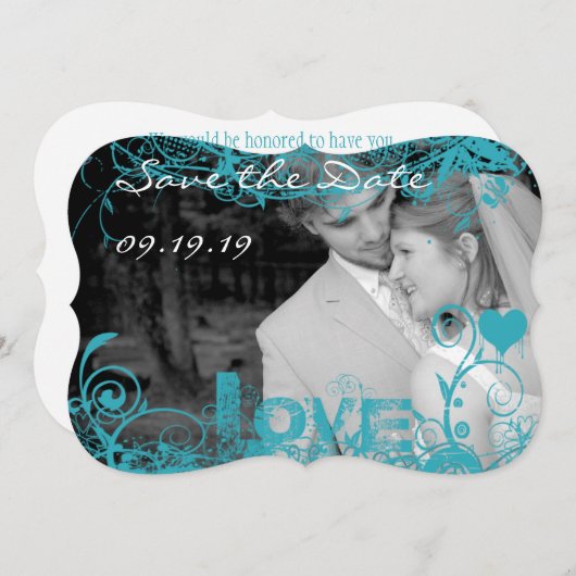 おもしろいファンキー写真の結婚式の日付の保存 セーブザデート (正面/裏面)