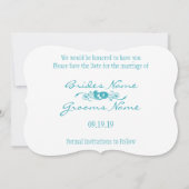 おもしろいファンキー写真の結婚式の日付の保存 セーブザデート (裏面)