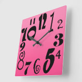 おもしろいファンキー番号 – ショッキングなピンク色のグラデーション スクエア壁時計 (傾斜)