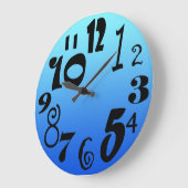 おもしろいファンキー番号 – 電気青色勾配 ラージ壁時計 (傾斜)