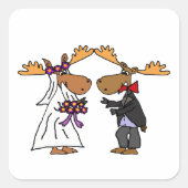 おもしろいファンキーMooseの結婚マンガアート スクエアシール (正面)