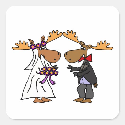 おもしろいファンキーMooseの結婚マンガアート スクエアシール (正面)