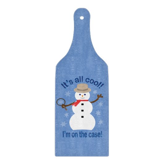 おもしろいファンシーで全てのクール雪だるま刑事 カッティングボード (正面)