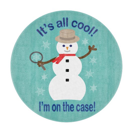 おもしろいファンシーで全てのクール雪だるま刑事 カッティングボード (正面)