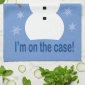 おもしろいファンシーで全てのクール雪だるま刑事 キッチンタオル (折り畳み)