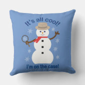 おもしろいファンシーで全てのクール雪だるま刑事 クッション (裏面)