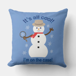 おもしろいファンシーで全てのクール雪だるま刑事 クッション
