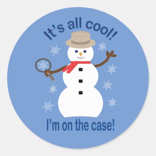 おもしろいファンシーで全てのクール雪だるま刑事 ラウンドシール (正面)