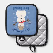 おもしろいファンシーで全てのクール雪だるま刑事 鍋敷き (正面/裏面)