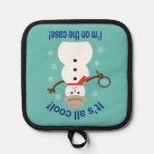 おもしろいファンシーで全てのクール雪だるま刑事 鍋敷き (正面)