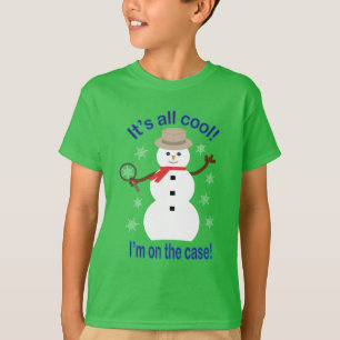 おもしろいファンシーで全てのクール雪だるま刑事 Tシャツ