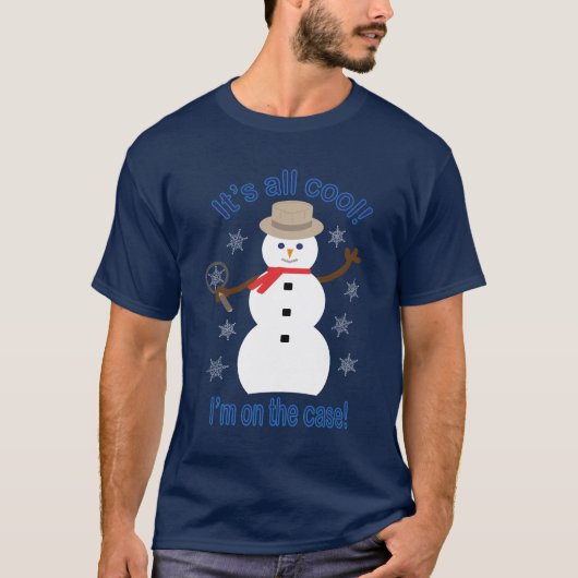 おもしろいファンシーで全てのクール雪だるま刑事 Tシャツ (正面)