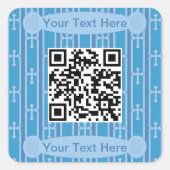 おもしろいファンシーとクロスQRコード スクエアシール (正面)