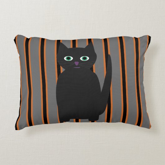 おもしろいファンシーとハロウィン黒猫 アクセントクッション (正面)
