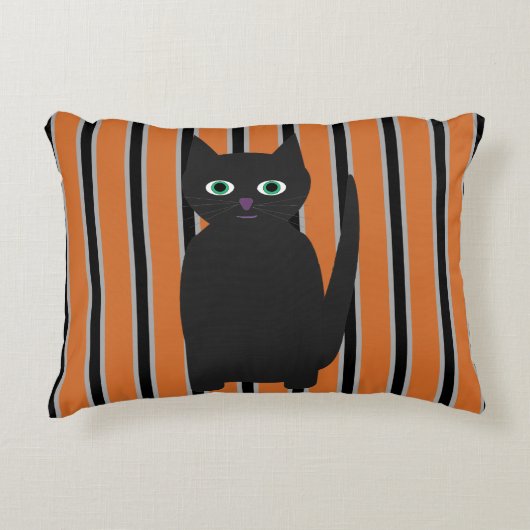 おもしろいファンシーとハロウィン黒猫 アクセントクッション (正面)