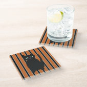 おもしろいファンシーとハロウィン黒猫 ガラスコースター (アングル)