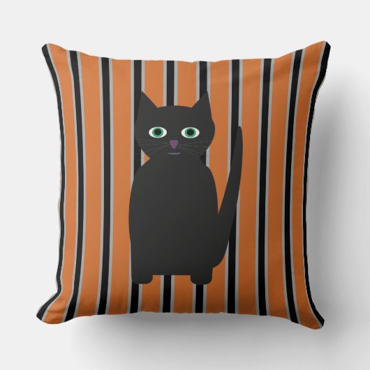 おもしろいファンシーとハロウィン黒猫 クッション (正面)
