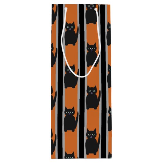 おもしろいファンシーとハロウィン黒猫 ワインギフトバッグ (裏面)