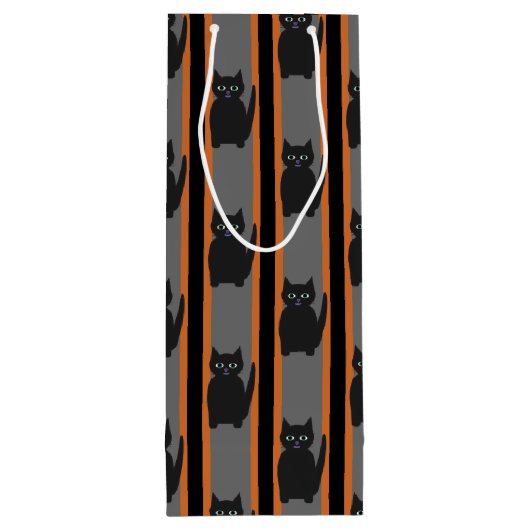 おもしろいファンシーとハロウィン黒猫 ワインギフトバッグ (裏面)