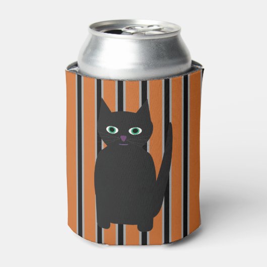 おもしろいファンシーとハロウィン黒猫 缶クーラー (缶正面)