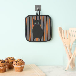 おもしろいファンシーとハロウィン黒猫 鍋敷き