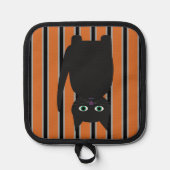 おもしろいファンシーとハロウィン黒猫 鍋敷き (正面)