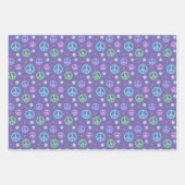 おもしろいファンシーと平和サイン、花とハート ラッピングペーパーシート (正面3)