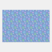 おもしろいファンシーと平和サイン、花とハート ラッピングペーパーシート (正面2)