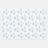 おもしろいファンシーと平和サイン、花とハート ラッピングペーパーシート (正面)