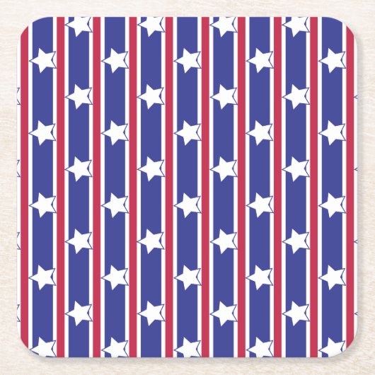 おもしろいファンシーと愛国的な星条旗 スクエアペーパーコースター (正面)