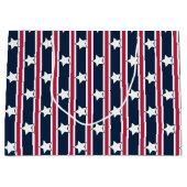 おもしろいファンシーと愛国的な星条旗 ラージペーパーバッグ (正面)