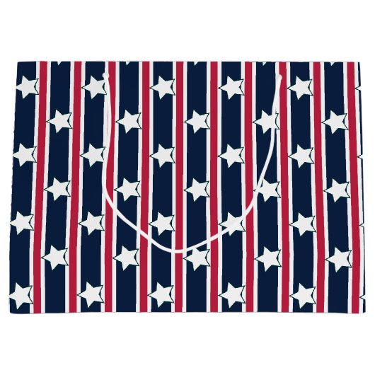 おもしろいファンシーと愛国的な星条旗 ラージペーパーバッグ (正面)