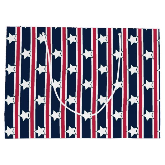 おもしろいファンシーと愛国的な星条旗 ラージペーパーバッグ (裏面)