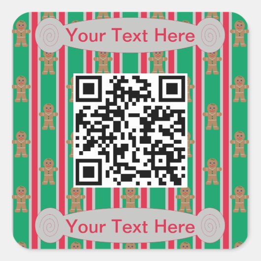 おもしろいファンシージンジャーブレッドマン スクエアシール (正面)