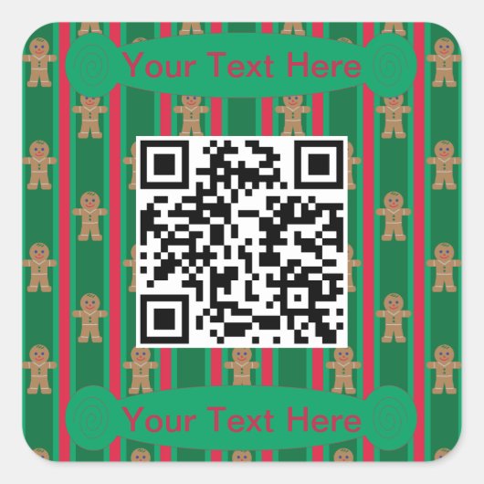 おもしろいファンシージンジャーブレッドマン スクエアシール (正面)