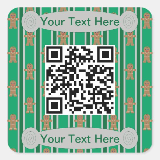 おもしろいファンシージンジャーブレッドマン スクエアシール (正面)