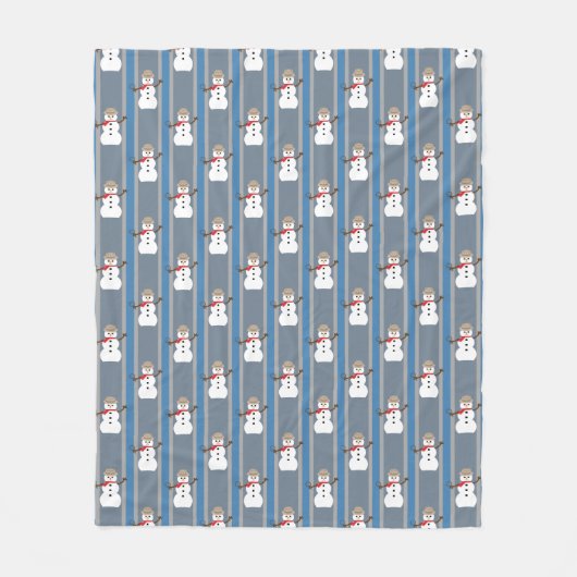 おもしろいファンシー雪だるま刑事 フリースブランケット (正面)