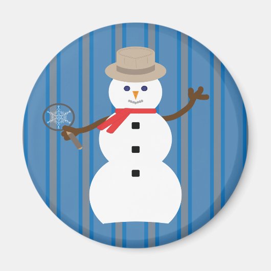 おもしろいファンシー雪だるま刑事 マグネット (正面)