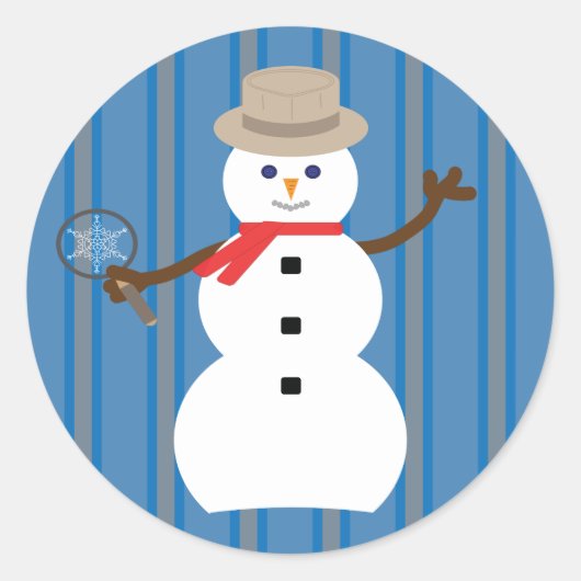 おもしろいファンシー雪だるま刑事 ラウンドシール (正面)